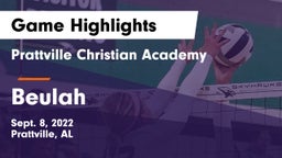 Prattville Christian Academy  vs Beulah Game Highlights - Sept. 8, 2022