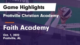 Prattville Christian Academy  vs Faith Academy  Game Highlights - Oct. 1, 2022