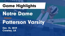 Notre Dame  vs Patterson Varsity Game Highlights - Oct. 15, 2019