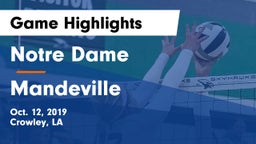 Notre Dame  vs Mandeville Game Highlights - Oct. 12, 2019