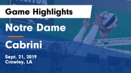 Notre Dame  vs Cabrini Game Highlights - Sept. 21, 2019