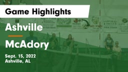 Ashville  vs McAdory  Game Highlights - Sept. 15, 2022