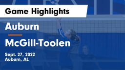 Auburn  vs McGill-Toolen  Game Highlights - Sept. 27, 2022