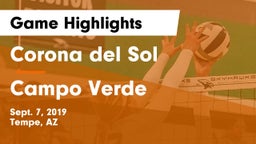 Corona del Sol  vs Campo Verde  Game Highlights - Sept. 7, 2019