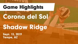 Corona del Sol  vs Shadow Ridge  Game Highlights - Sept. 13, 2019