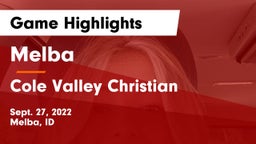 Melba  vs Cole Valley Christian  Game Highlights - Sept. 27, 2022