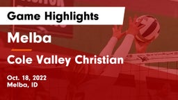 Melba  vs Cole Valley Christian  Game Highlights - Oct. 18, 2022