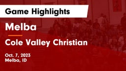 Melba  vs Cole Valley Christian  Game Highlights - Oct. 7, 2023