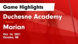 Duchesne Academy vs Marian  Game Highlights - Oct. 16, 2021
