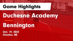 Duchesne Academy vs Bennington  Game Highlights - Oct. 19, 2023