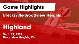 Brecksville-Broadview Heights  vs Highland  Game Highlights - Sept. 24, 2022