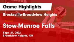 Brecksville-Broadview Heights  vs Stow-Munroe Falls  Game Highlights - Sept. 27, 2022