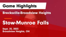 Brecksville-Broadview Heights  vs Stow-Munroe Falls  Game Highlights - Sept. 25, 2023