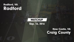 Matchup: Radford  vs. Craig County  2016