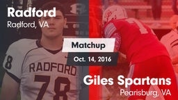 Matchup: Radford  vs. Giles  Spartans 2016
