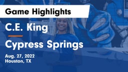 C.E. King  vs Cypress Springs  Game Highlights - Aug. 27, 2022