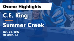 C.E. King  vs Summer Creek  Game Highlights - Oct. 21, 2022