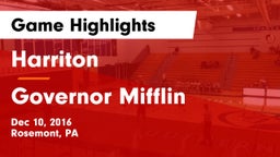 Harriton  vs Governor Mifflin  Game Highlights - Dec 10, 2016
