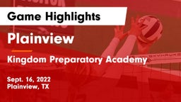 Plainview  vs Kingdom Preparatory Academy Game Highlights - Sept. 16, 2022