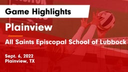 Plainview  vs All Saints Episcopal School of Lubbock Game Highlights - Sept. 6, 2022