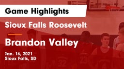 Sioux Falls Roosevelt  vs Brandon Valley  Game Highlights - Jan. 16, 2021