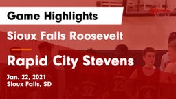 Sioux Falls Roosevelt  vs Rapid City Stevens  Game Highlights - Jan. 22, 2021