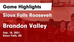 Sioux Falls Roosevelt  vs Brandon Valley  Game Highlights - Feb. 18, 2021