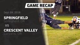 Recap: Springfield  vs. Crescent Valley  2016