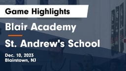 Blair Academy vs St. Andrew's School Game Highlights - Dec. 10, 2023