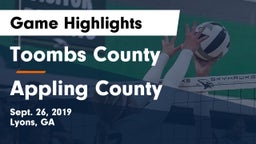 Toombs County  vs Appling County  Game Highlights - Sept. 26, 2019