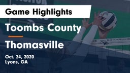Toombs County  vs Thomasville Game Highlights - Oct. 24, 2020
