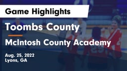 Toombs County  vs McIntosh County Academy Game Highlights - Aug. 25, 2022