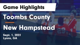 Toombs County  vs New Hampstead  Game Highlights - Sept. 1, 2022