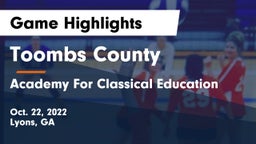 Toombs County  vs Academy For Classical Education Game Highlights - Oct. 22, 2022