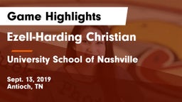 Ezell-Harding Christian  vs University School of Nashville Game Highlights - Sept. 13, 2019