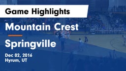 Mountain Crest  vs Springville  Game Highlights - Dec 02, 2016