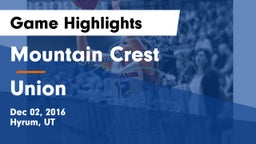 Mountain Crest  vs Union  Game Highlights - Dec 02, 2016