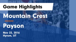 Mountain Crest  vs Payson  Game Highlights - Nov 22, 2016