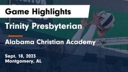 Trinity Presbyterian  vs Alabama Christian Academy  Game Highlights - Sept. 18, 2023