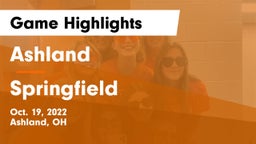 Ashland  vs Springfield  Game Highlights - Oct. 19, 2022