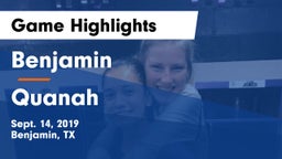 Benjamin  vs Quanah  Game Highlights - Sept. 14, 2019