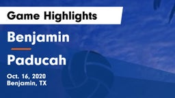 Benjamin  vs Paducah  Game Highlights - Oct. 16, 2020