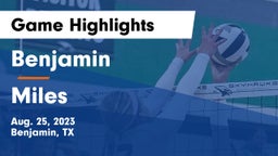 Benjamin  vs Miles  Game Highlights - Aug. 25, 2023