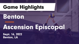 Benton  vs Ascension Episcopal  Game Highlights - Sept. 16, 2022