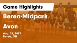 Berea-Midpark  vs Avon  Game Highlights - Aug. 31, 2023
