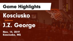 Kosciusko  vs J.Z. George  Game Highlights - Nov. 14, 2019