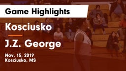 Kosciusko  vs J.Z. George Game Highlights - Nov. 15, 2019