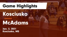 Kosciusko  vs McAdams  Game Highlights - Jan. 2, 2021