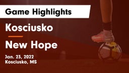 Kosciusko  vs New Hope  Game Highlights - Jan. 23, 2022