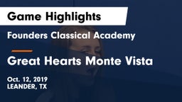 Founders Classical Academy vs Great Hearts Monte Vista  Game Highlights - Oct. 12, 2019
